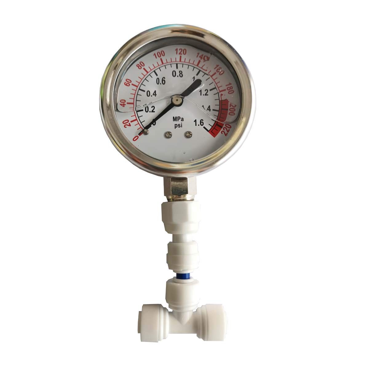 Water Pressure Gauge 0-220psi RO System 1/4