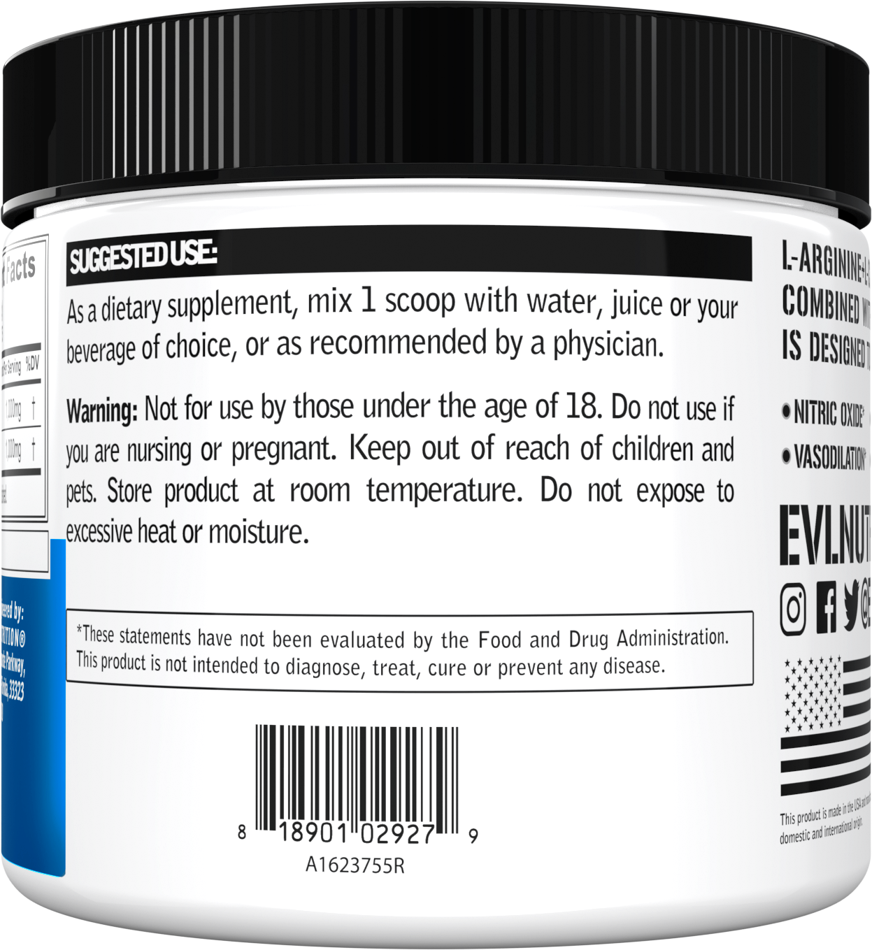 Evlution Nutrition L-Arginine + L-Citrulline - Blood Flow Support - 75 Servings