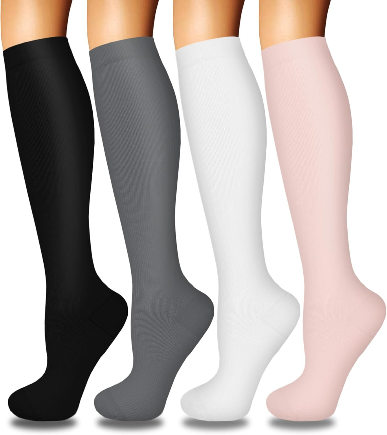 Iseasoo 4 Pairs Compression Socks for Women Circulation-Best Support for Nurses,