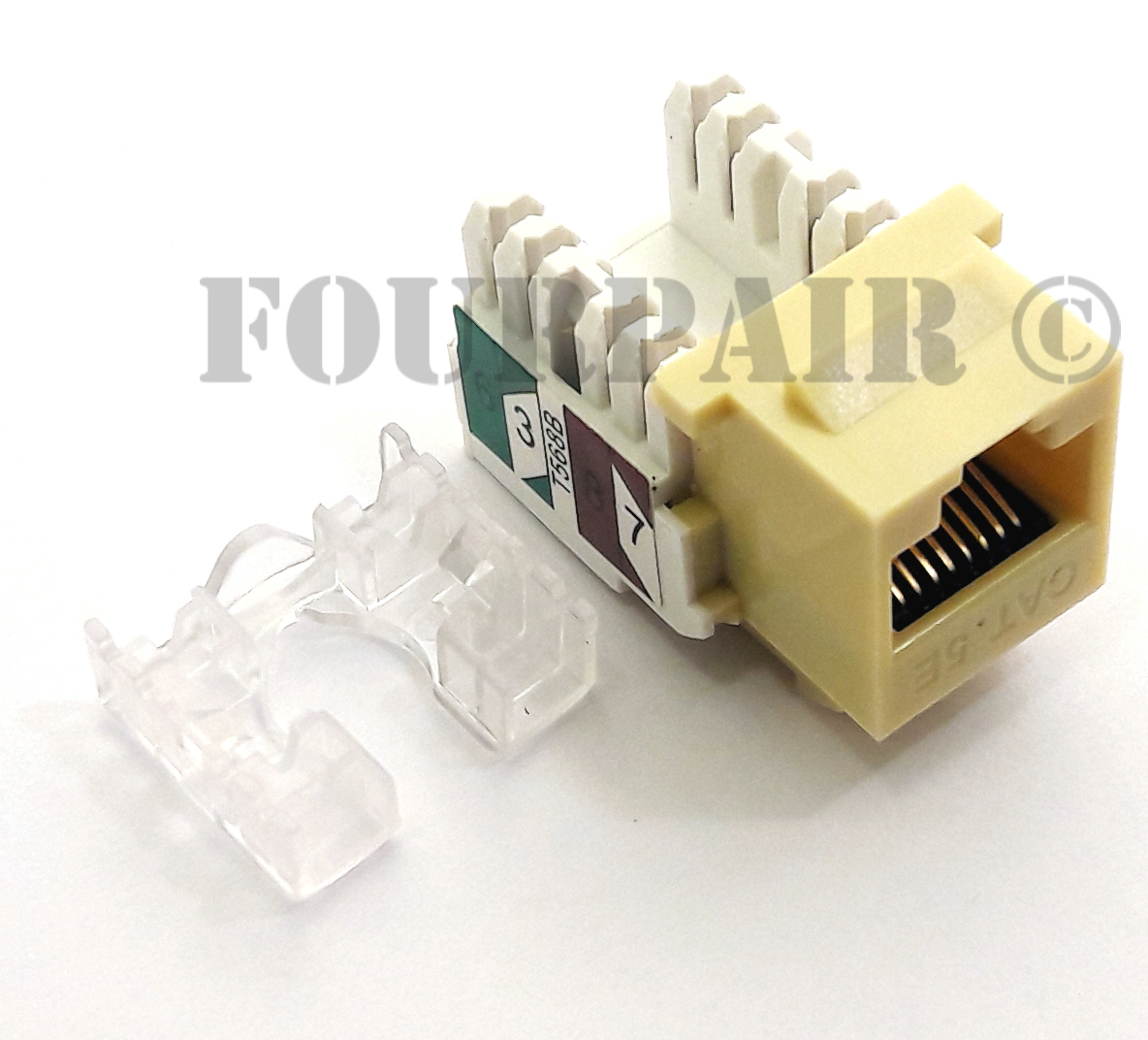 CAT5e Standard Keystone RJ45 110 Punch Down Keystone Modular Snap-In Jack, Ivory
