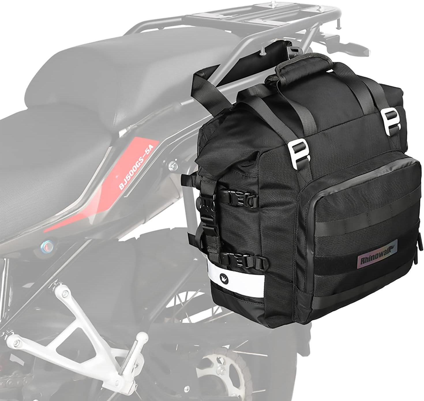 Waterproof Motorcycle Saddle Bag 20L Quick Release Side Pannier - Black