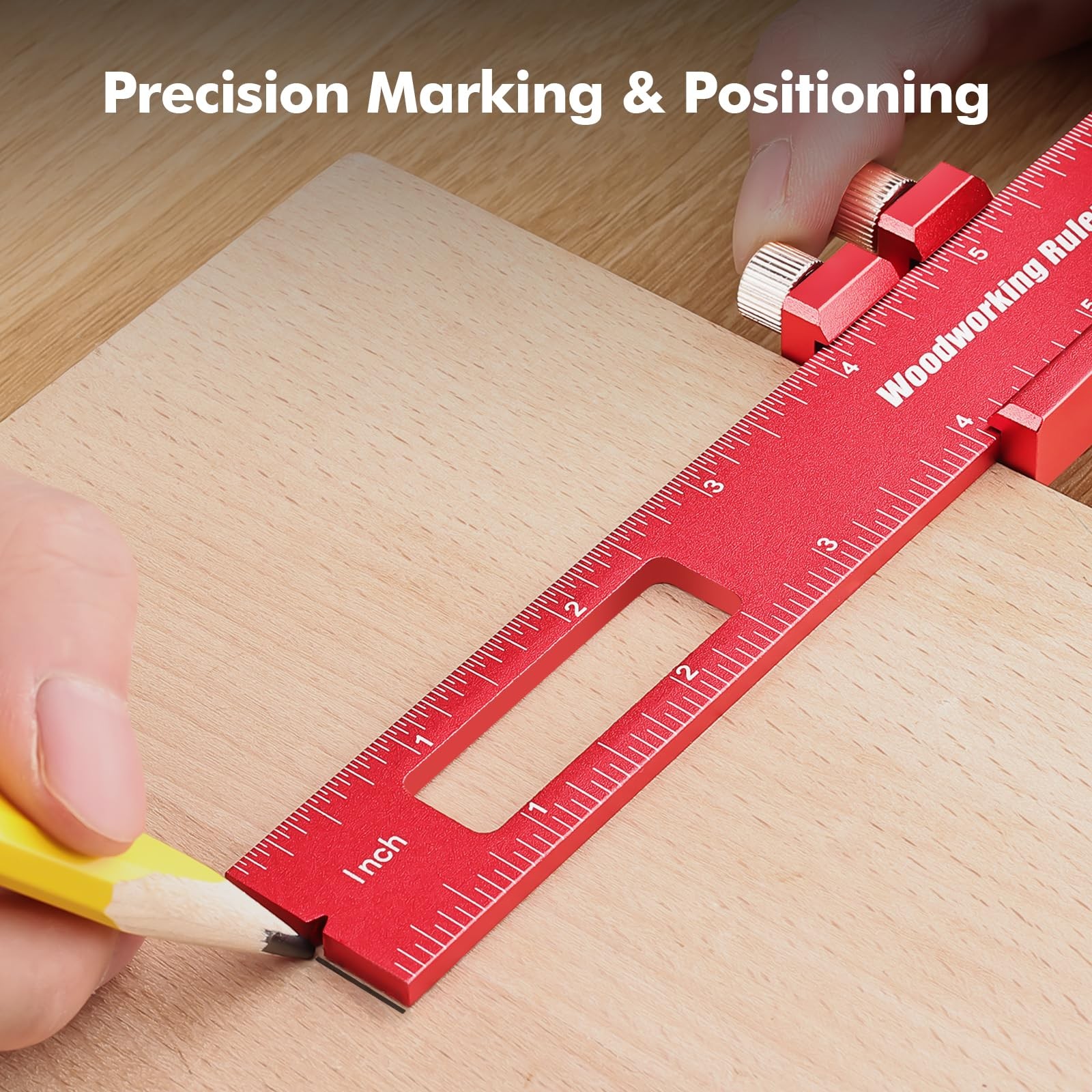 Draxzor 3PCS Woodworking Ruler Set, Precision Measuring Tool for Layout Red