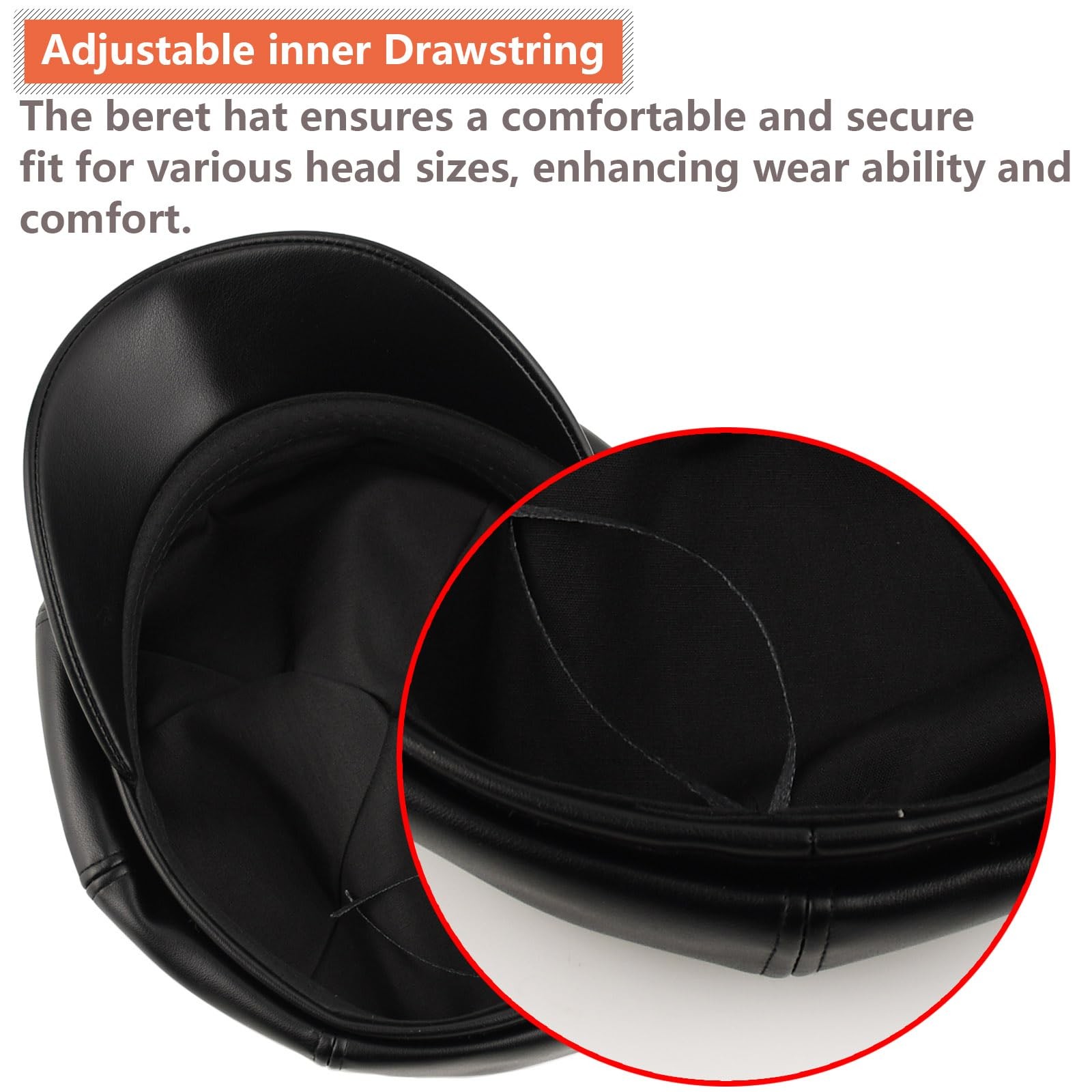 Black Leather Newsboy Hat for Women - Spring Newsboy Beret for Men British Sa...