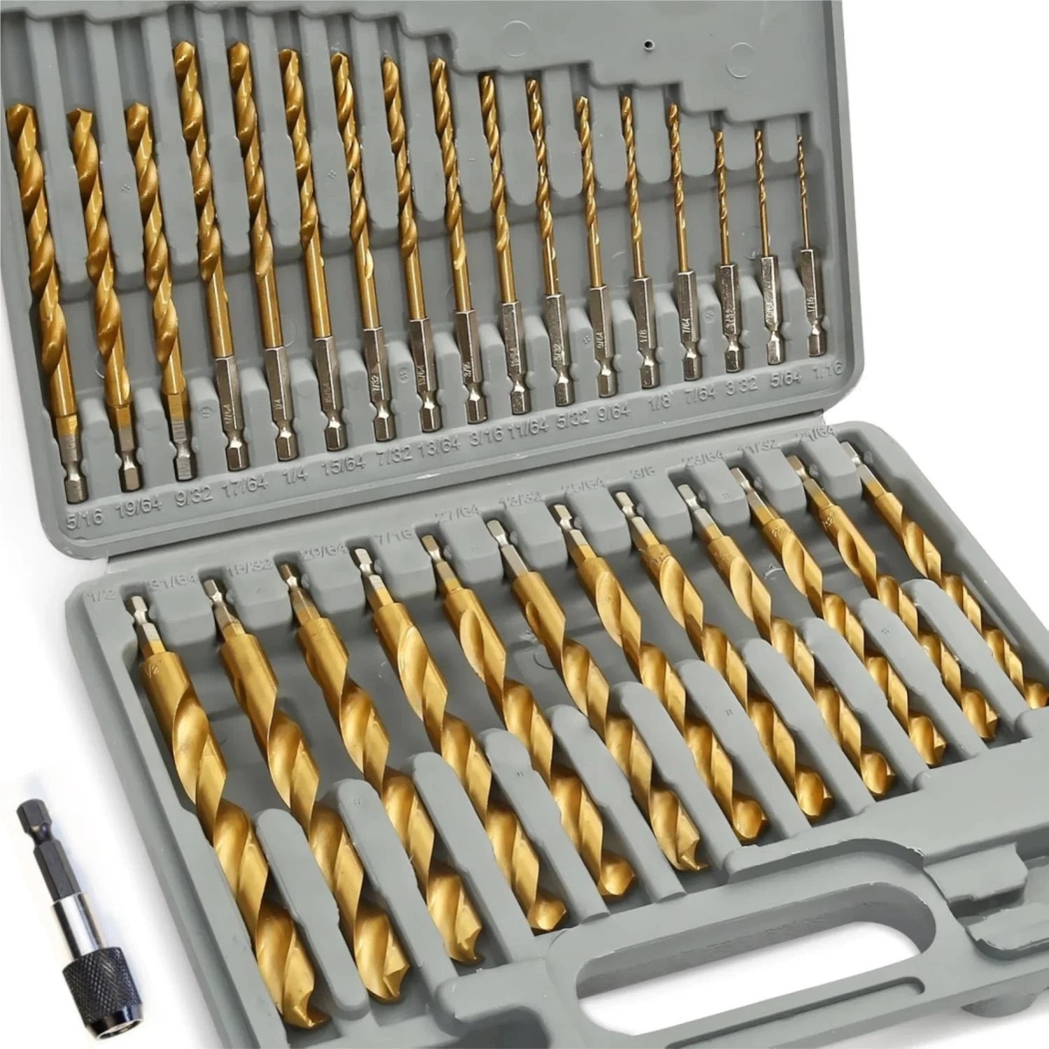 Quick-Change 1/4" Inch Hex Shank 30-Piece Drill Bit Set from 1/16” to 1/2"