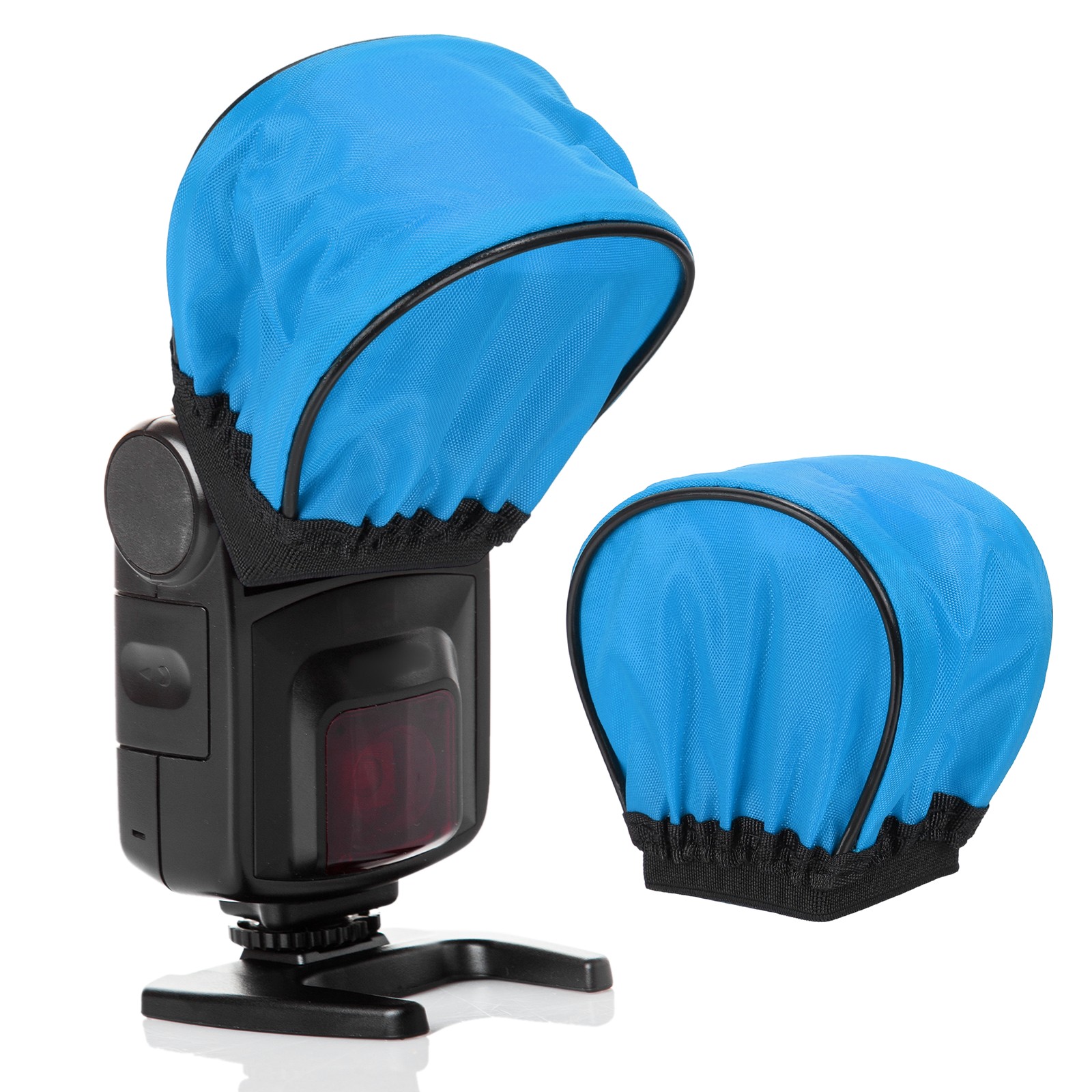 4pcs 3.5" x 2.4" Soft Mini Flash Bounce Diffuser Cap, for Flashlight, Blue