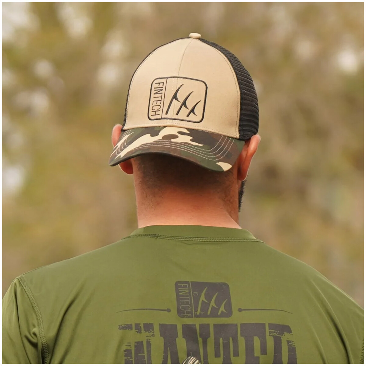 Fintech Logo Camo Snapback Hat - Dune