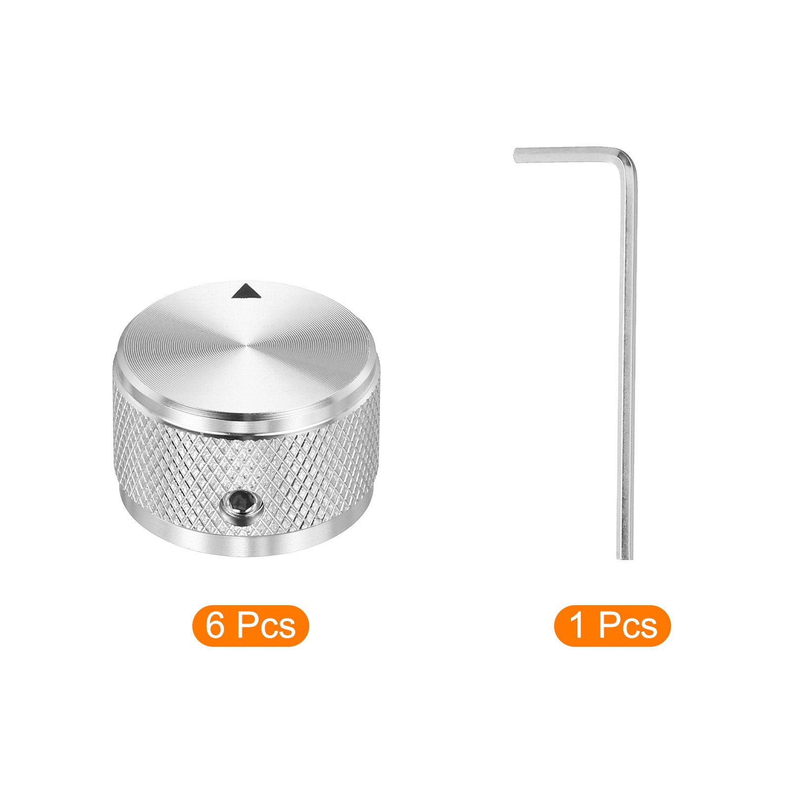 6 Pcs Aluminium Potentiometer Knobs, 1/4" (6mm), Diamond 5/8" Silver