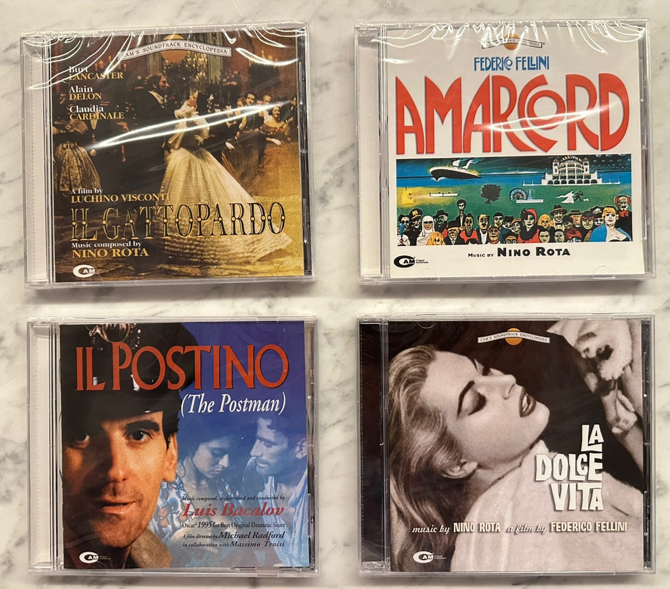 lot of 4 Italian Soundtracks- Il Postino- La Dolce Vita- Il Gattopardo- Amarcord