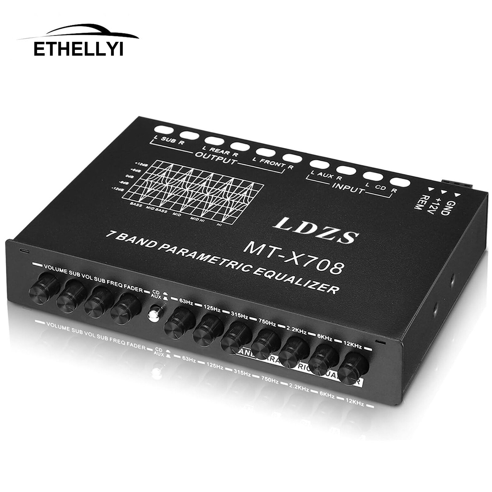 7-Band Car Audio Equalizer Adjustable 7 Band EQ Amplifier Graphic Equalizer H0E6