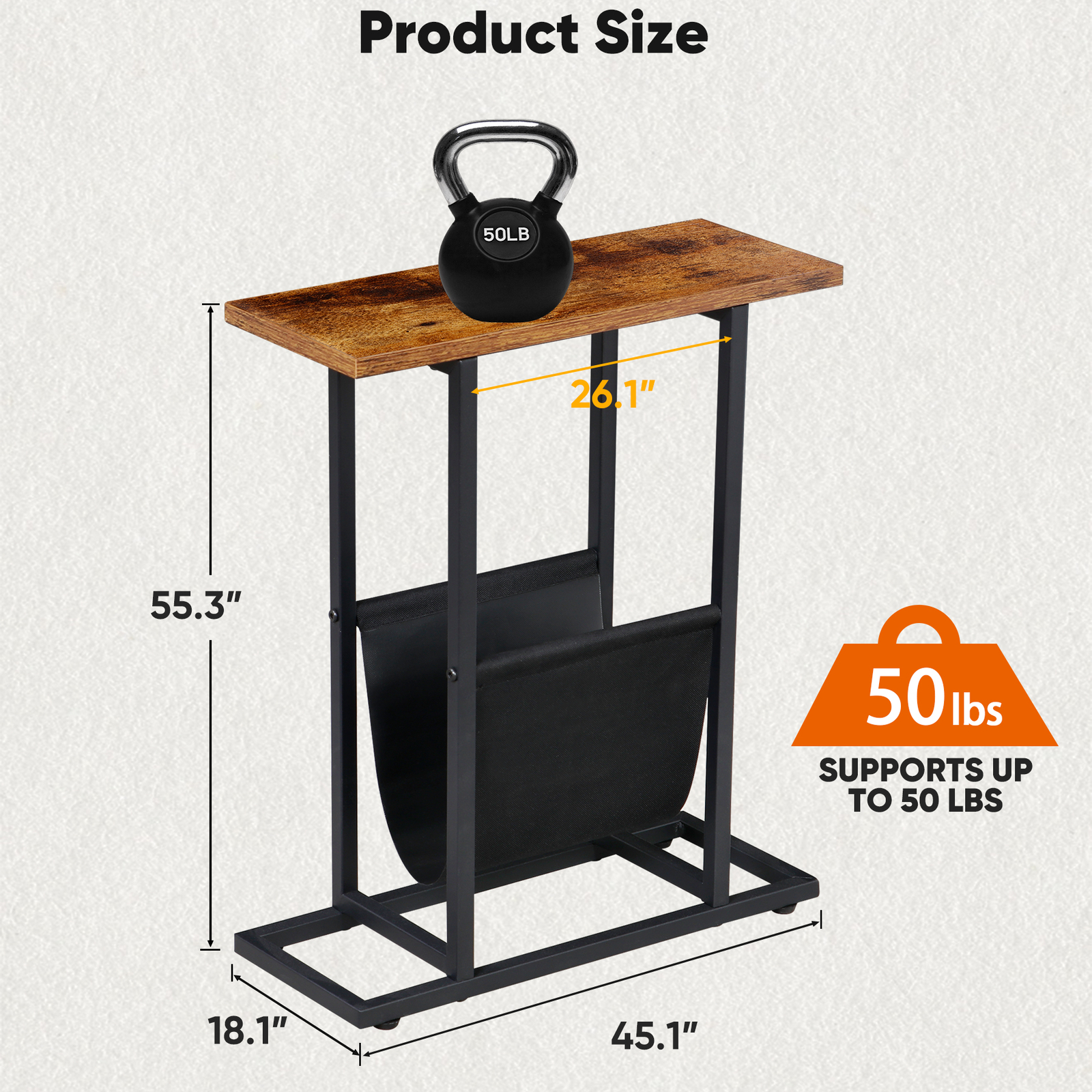 Small Side Table for Small Spaces Narrow End Table Bedside Table Living Room