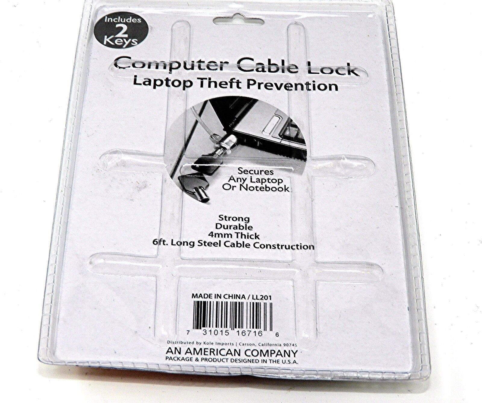 Laptop Computer Anti Theft Lock with 2 Keys 6ft Cable security