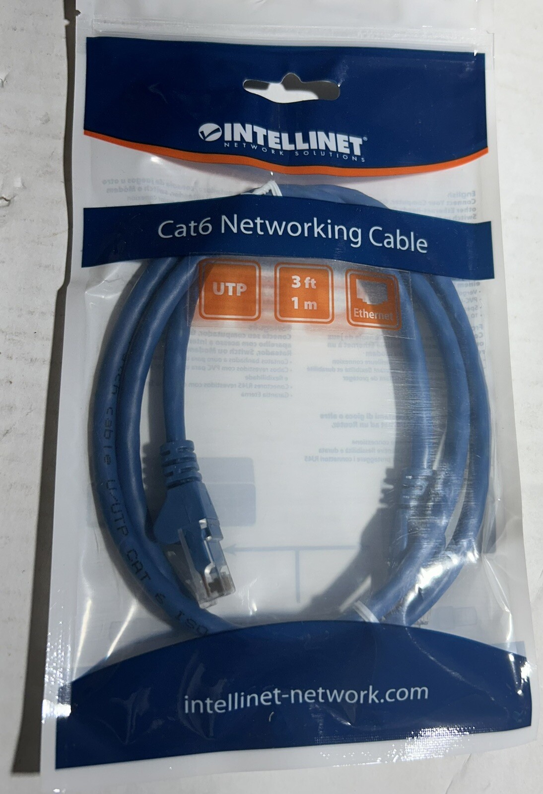 Intellinet 342582 3ft Blue Cat6 Snagless Patch Cable-Buy Multiples For Discounts