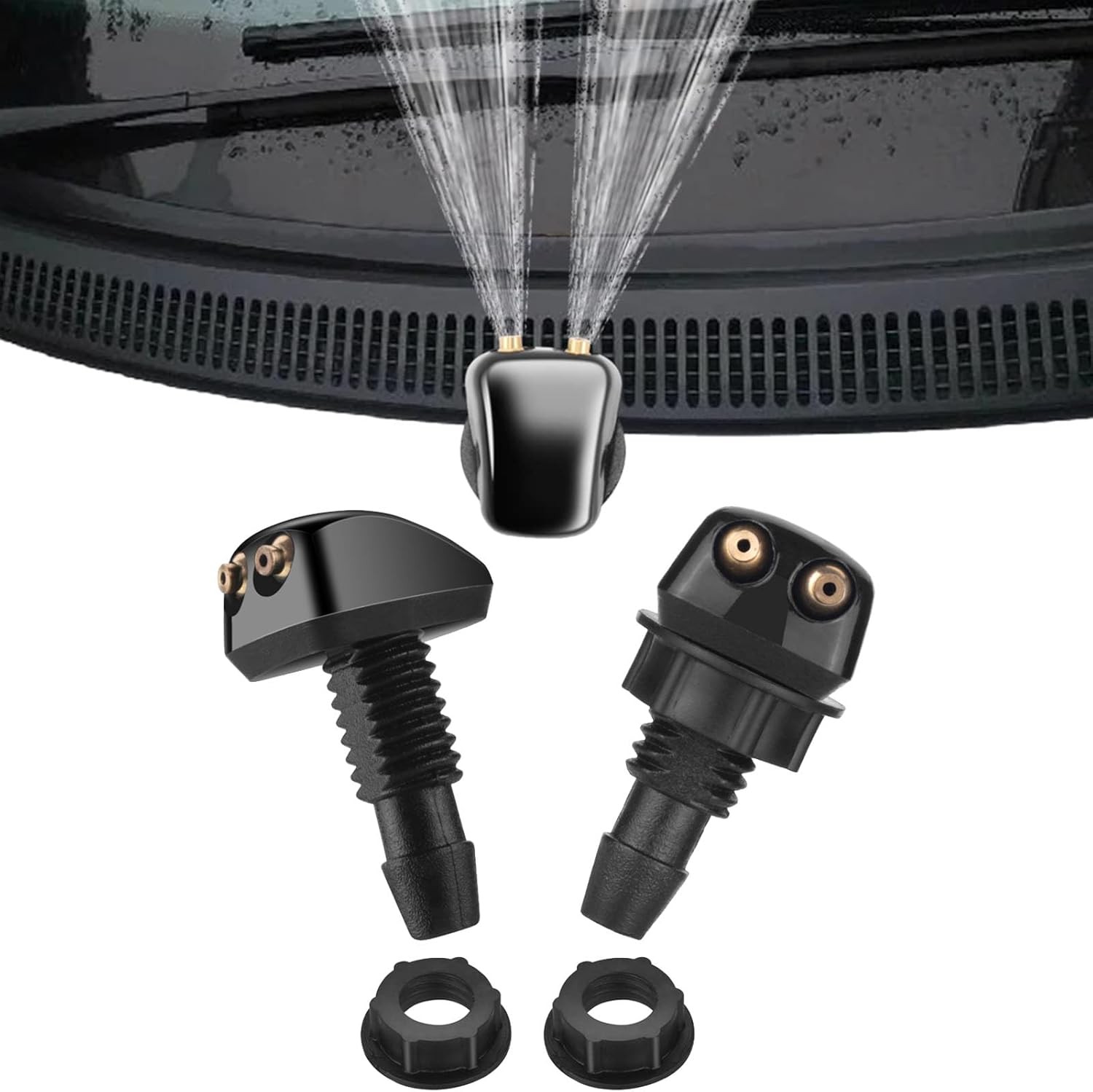 2PCS Front Windshield Washer Nozzles, Windshield Wiper Sprayer Nozzle Jet Kit, F