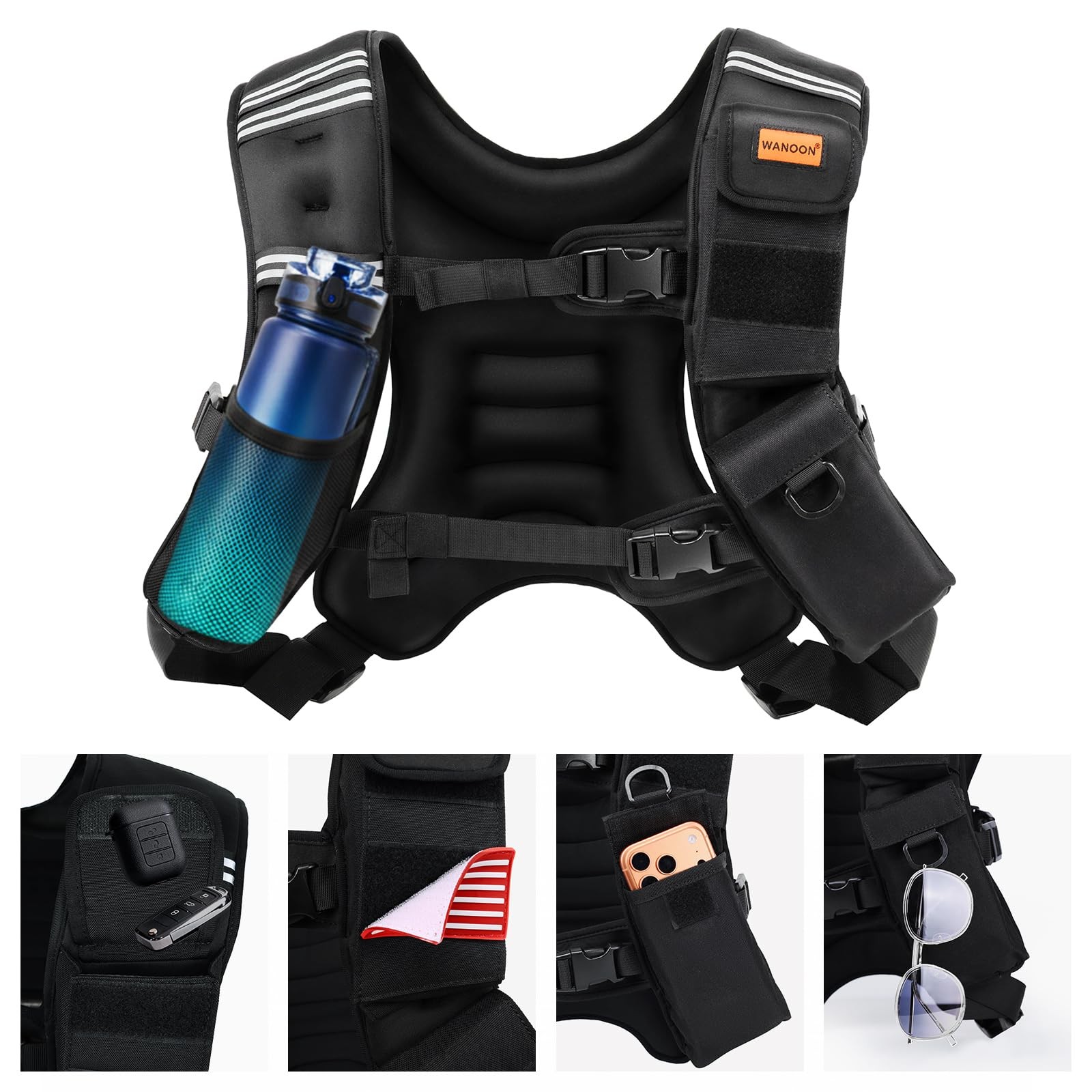 Weighted Vest Woman & Men,8lb/12lb/16lb/20lb/30lb/40lb Plus Size 30lb, Black