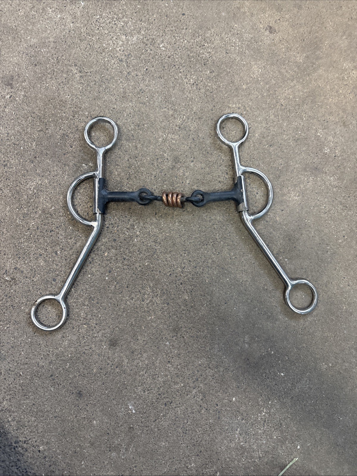 Used Stainless Argentine Snaffle Bit  5" Copper Mouth 6" Shanks