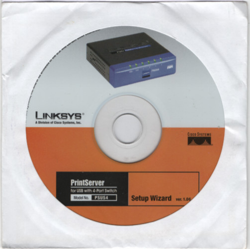 LinkSys PSUS4 Print Server for USB w/4-Port Switch Driver Software CD-ROM (2003)