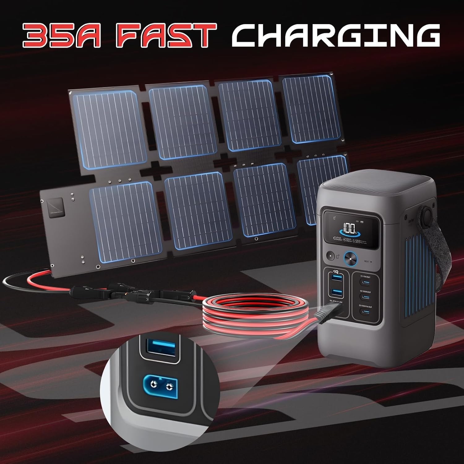 Durable 3FT 10AWG XT60 Solar Panel Extension Cable - Fast Charge & Waterproof