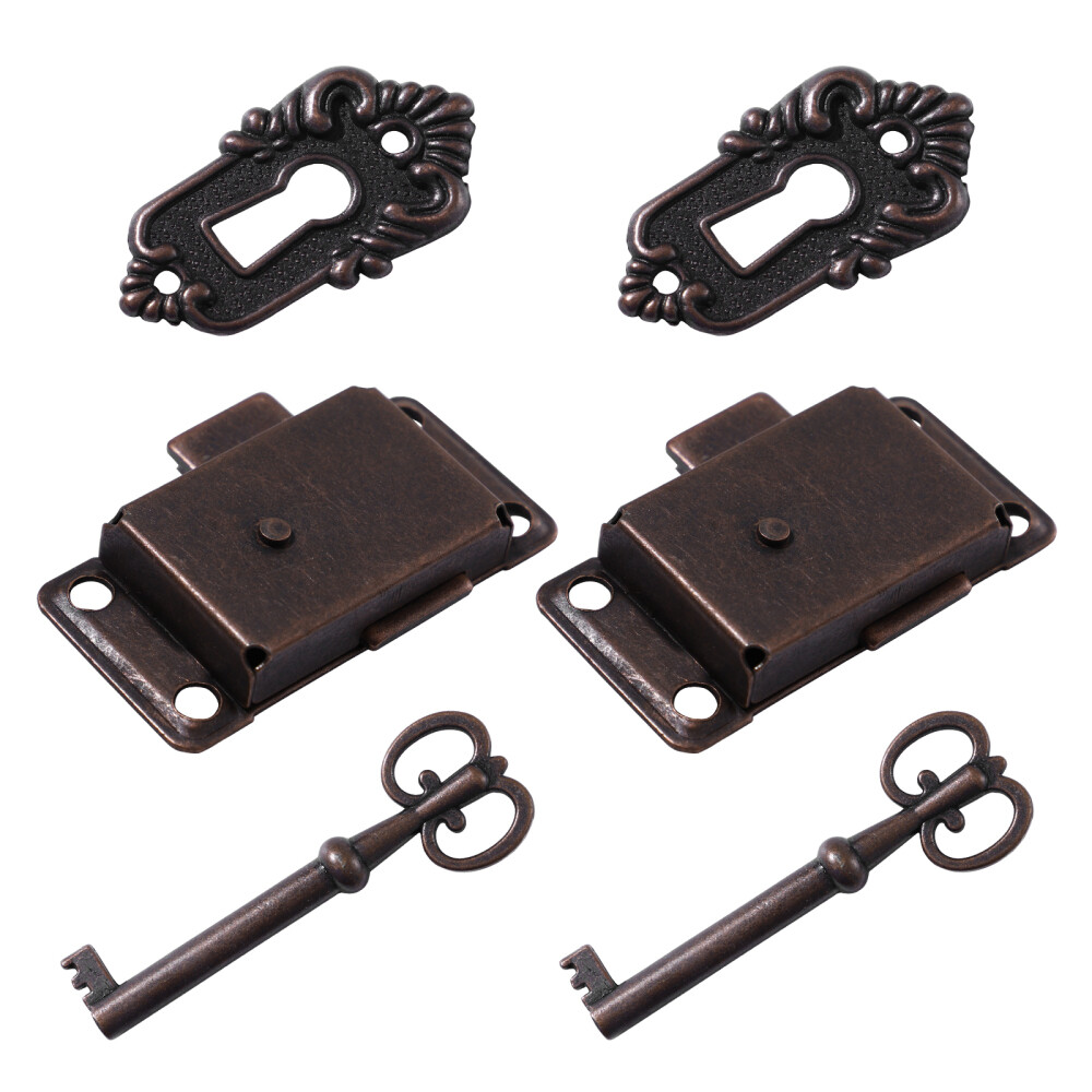 2PCS Antique Lock with Latches Jewelry with