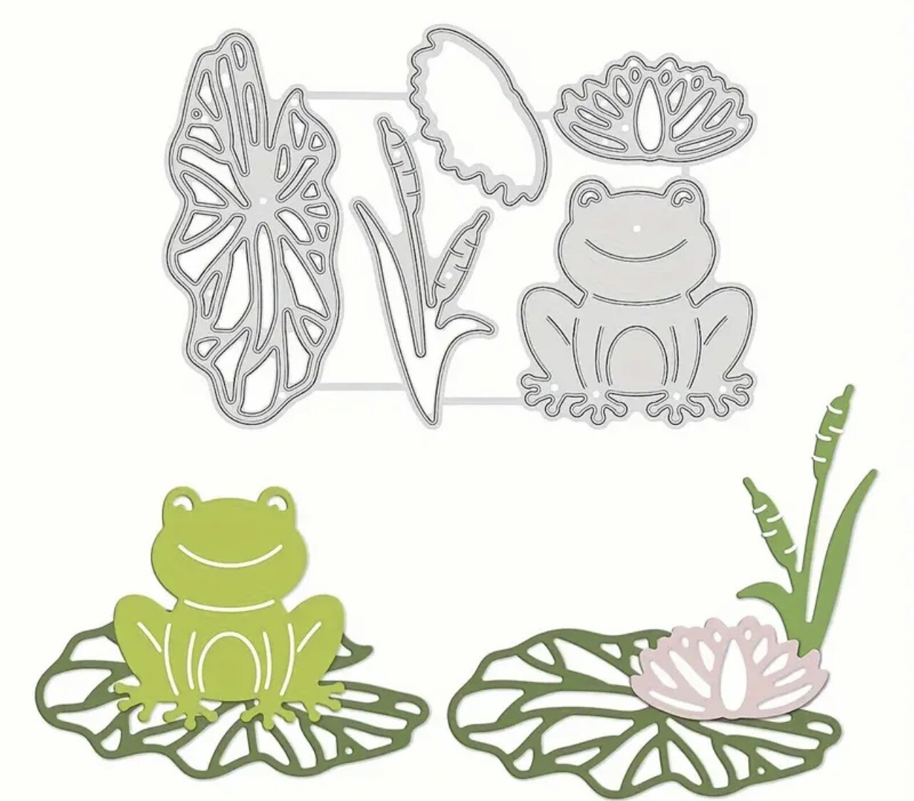 Frog Lilly Pad Metal Cutting Dies Card Scrapbooking Tags Journal #4069 - Tonya
