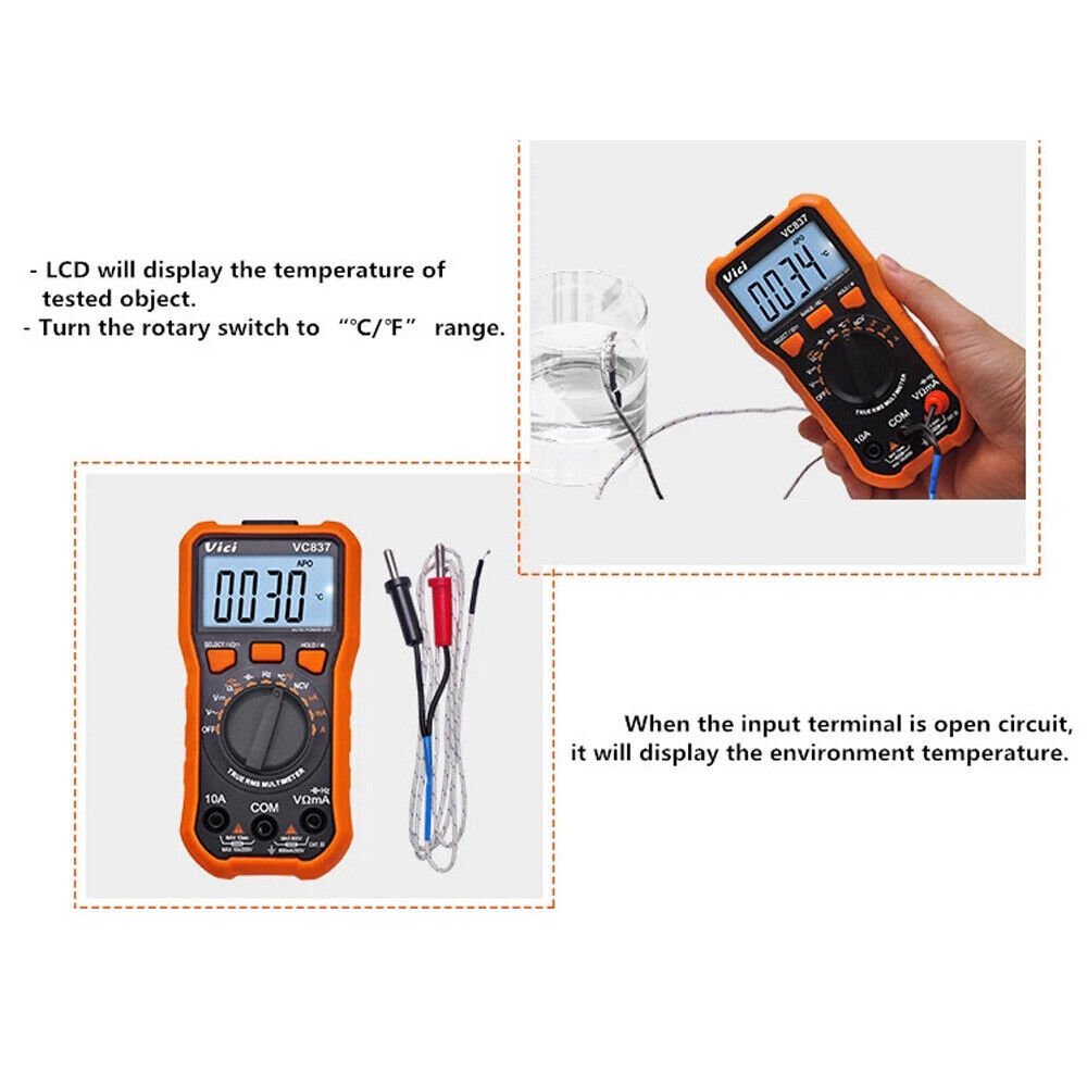 Digital Multimeter VC837 Electrical Electronics Tester Testing Tool AC/DC 3 5/6