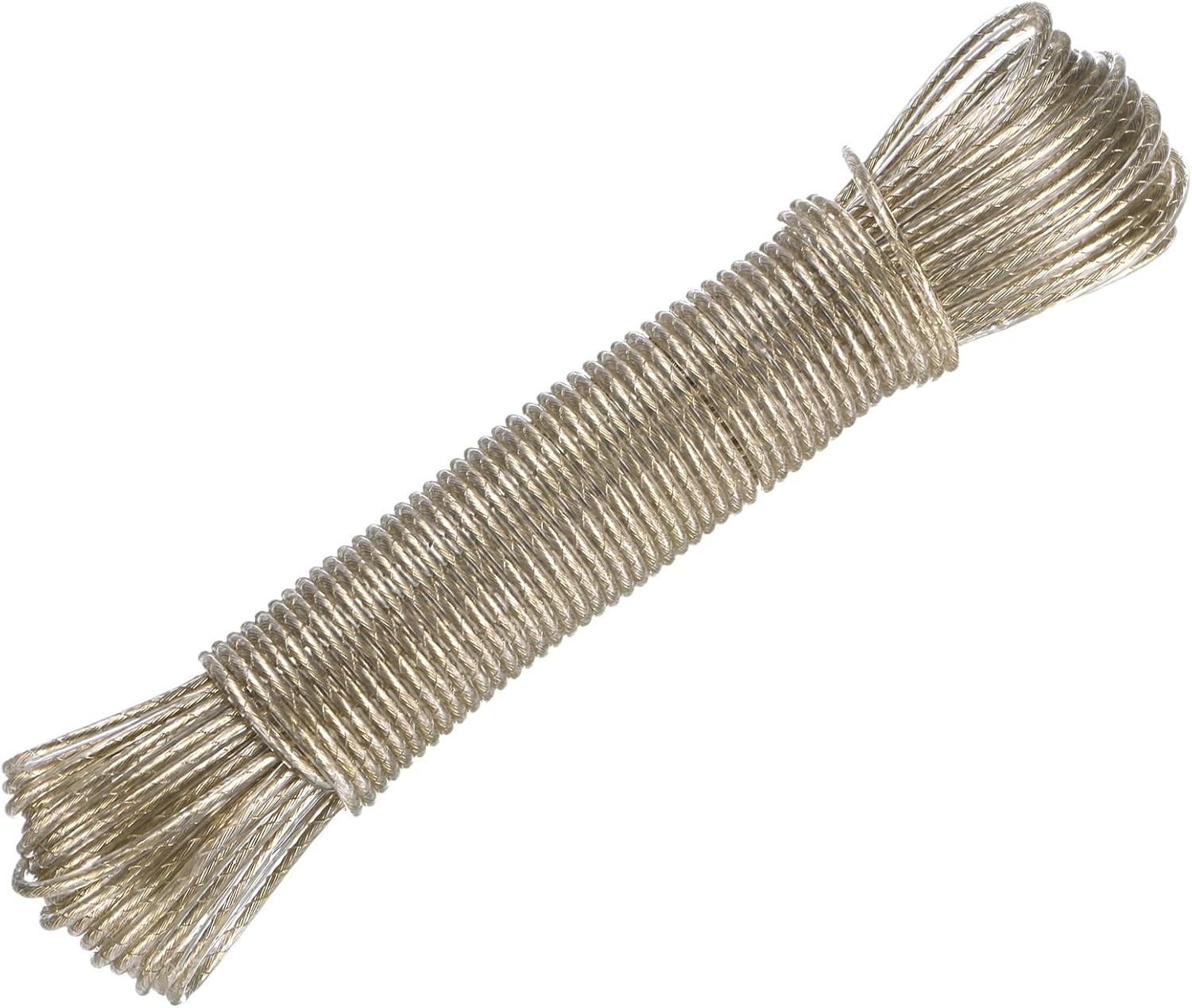 Plastic Coated Clothesline, 1/8 Inch x 66ft(3mmx20m) Steel Core Clothes Lines...