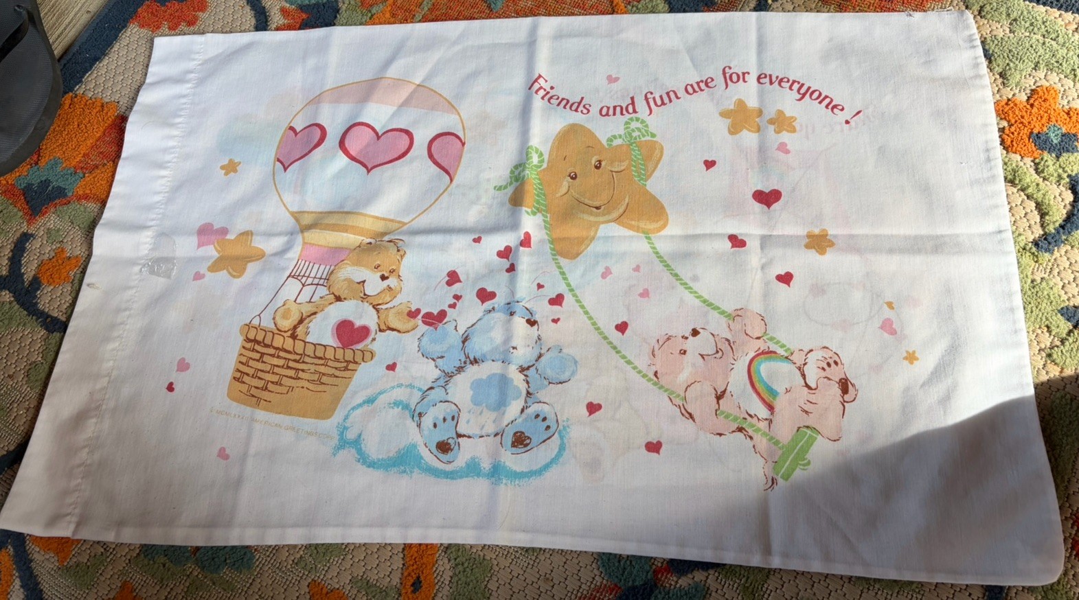VINTAGE 80’S CARE BEARS PILLOW CASE PILLOWCASE (1 NO. QUANTITY)