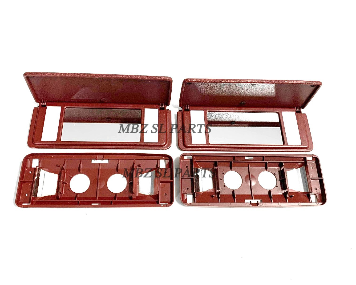2 R129 SL500 SL320 SL600 500SL 300SL BURGUNDY SUN VISOR MIRROR TRAY VANITY MBZ