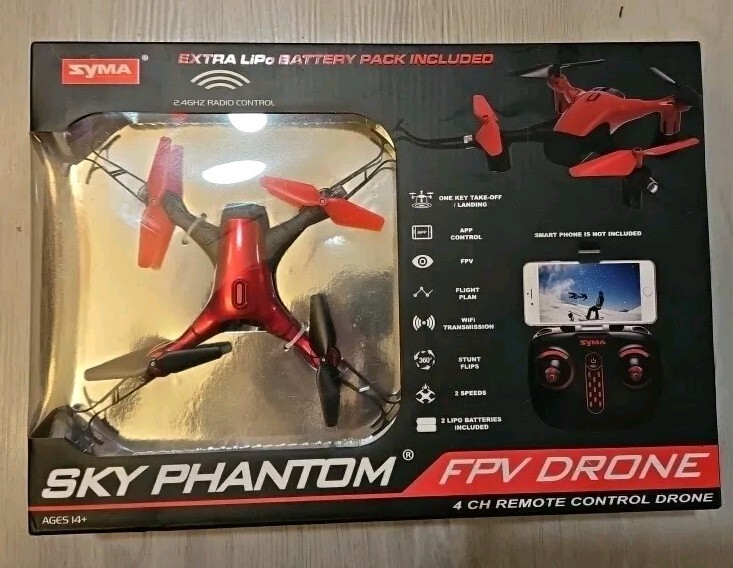 SKY PHANTOM FPV 4 CH REMOTE CONTROL DRONE (RED / AGES 14+)NIB