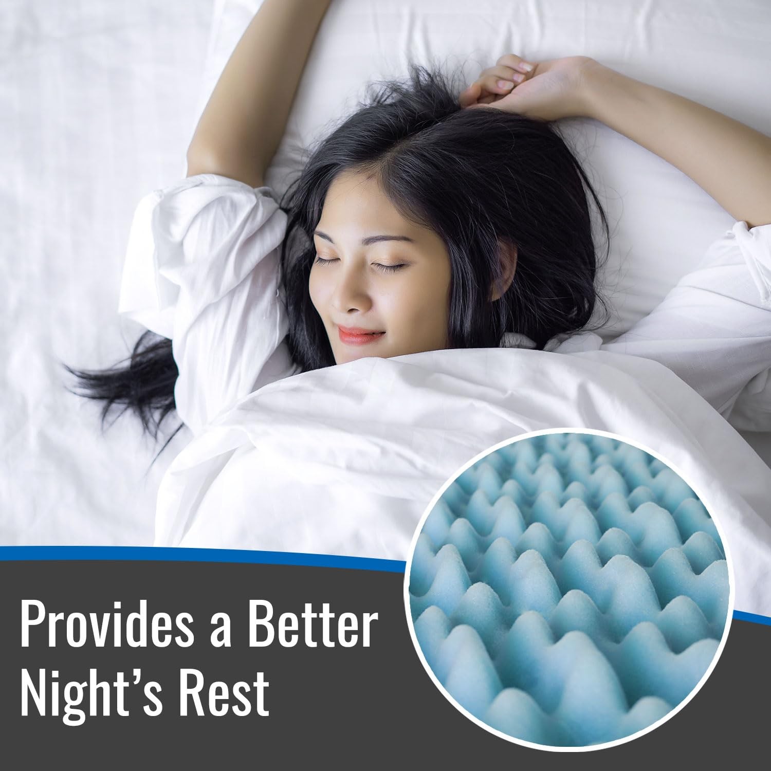 DMI 2-Inch Foam Mattress Topper, Egg Crate Pad for Support, Twin, Blue