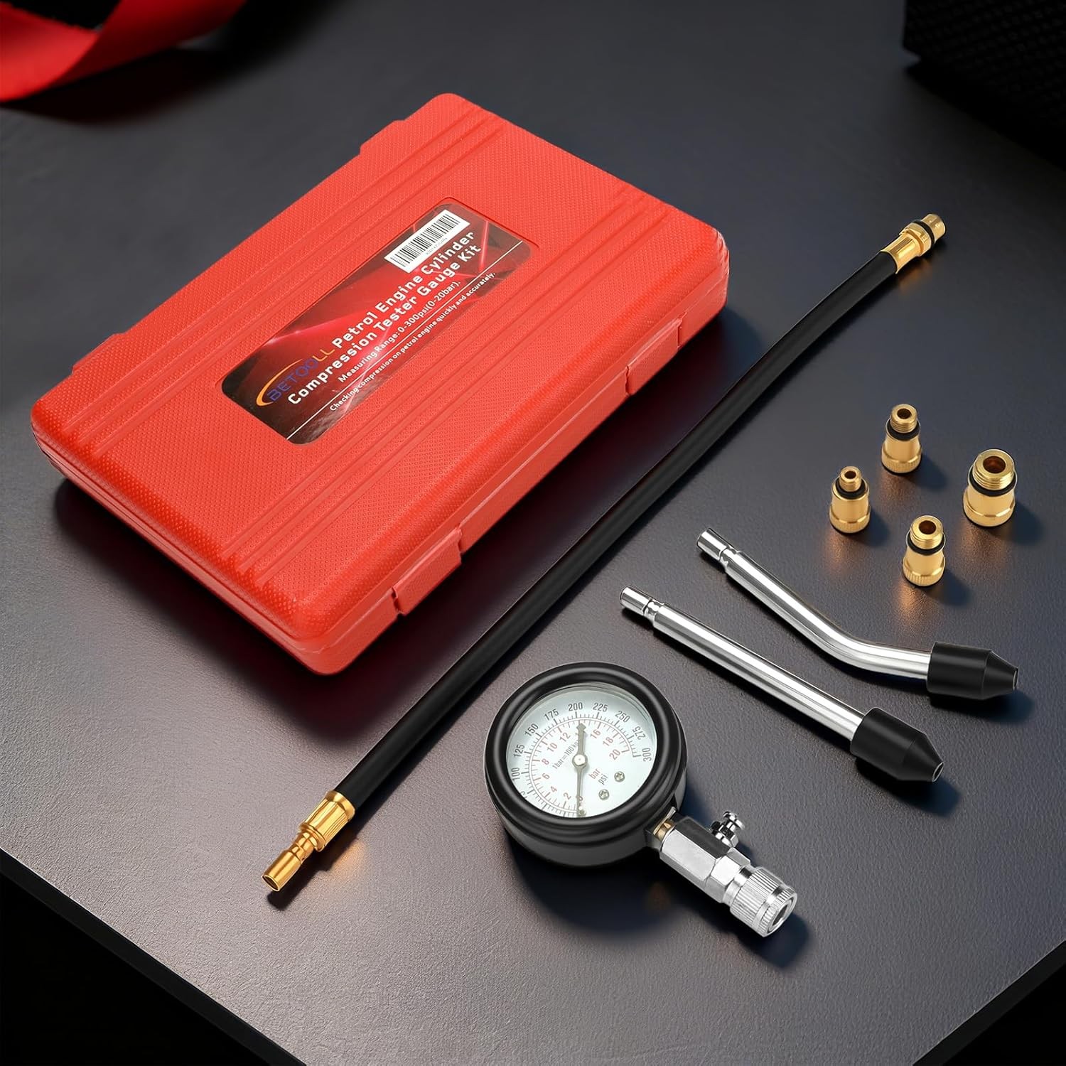 Compression Tester Kit, Small Engine Cylinder Test Pressure Gauge Tool