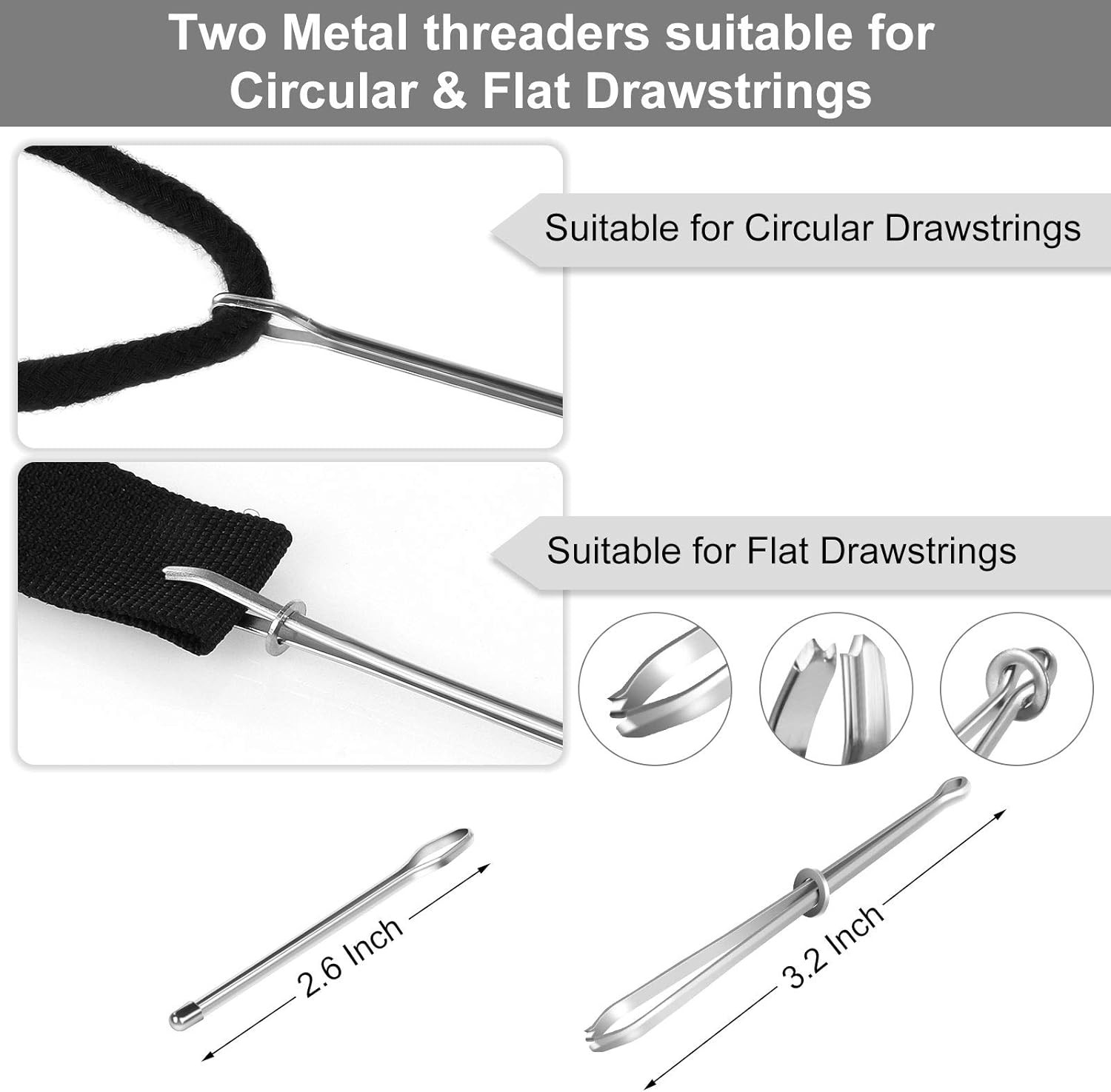 MiniRed Replacement Drawstring Cords 57" with Threading Tools 12 Pack