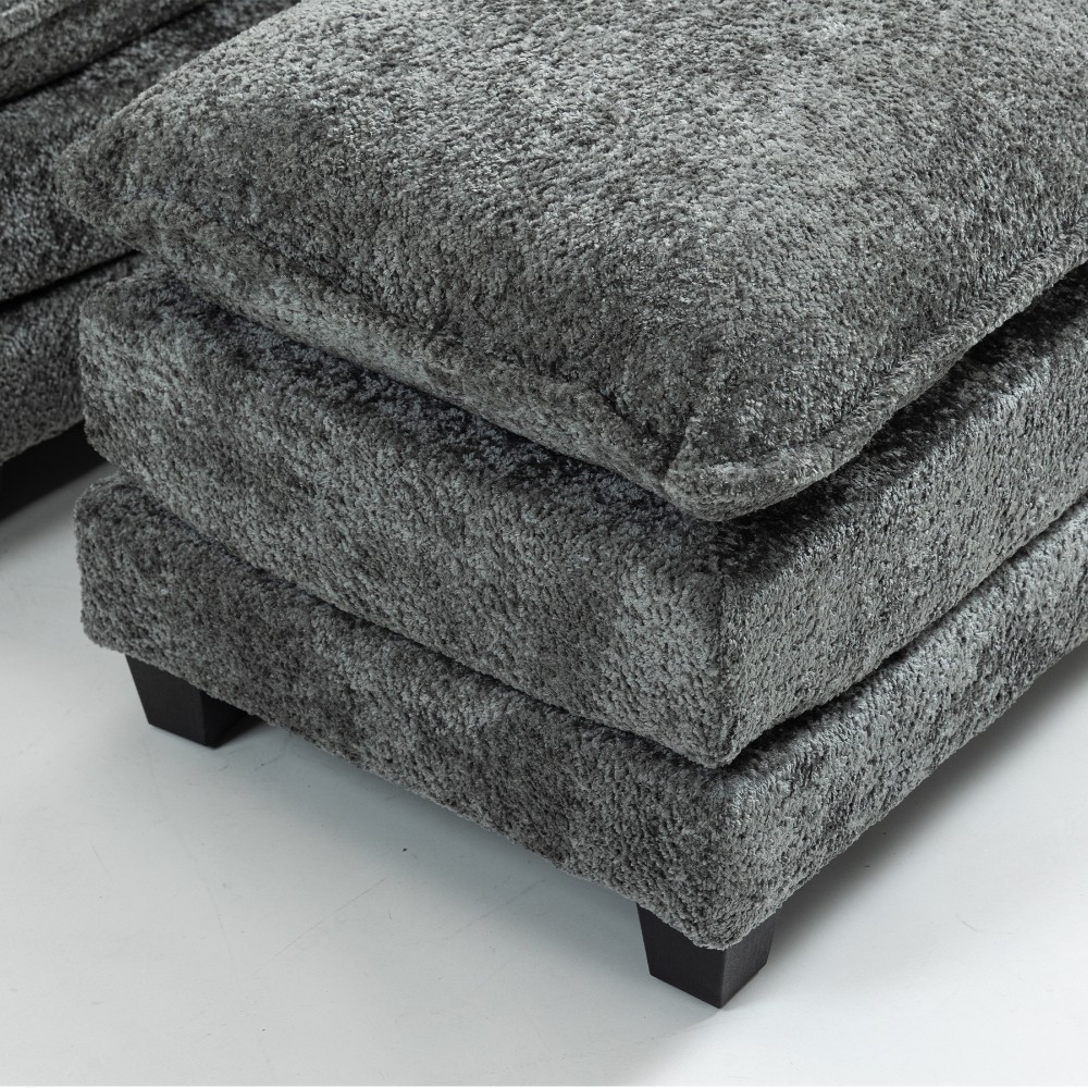 DARK GREY Oversized Boucle Sofa Bed – Portable Ottoman, Wider Seat,Deep Cushions