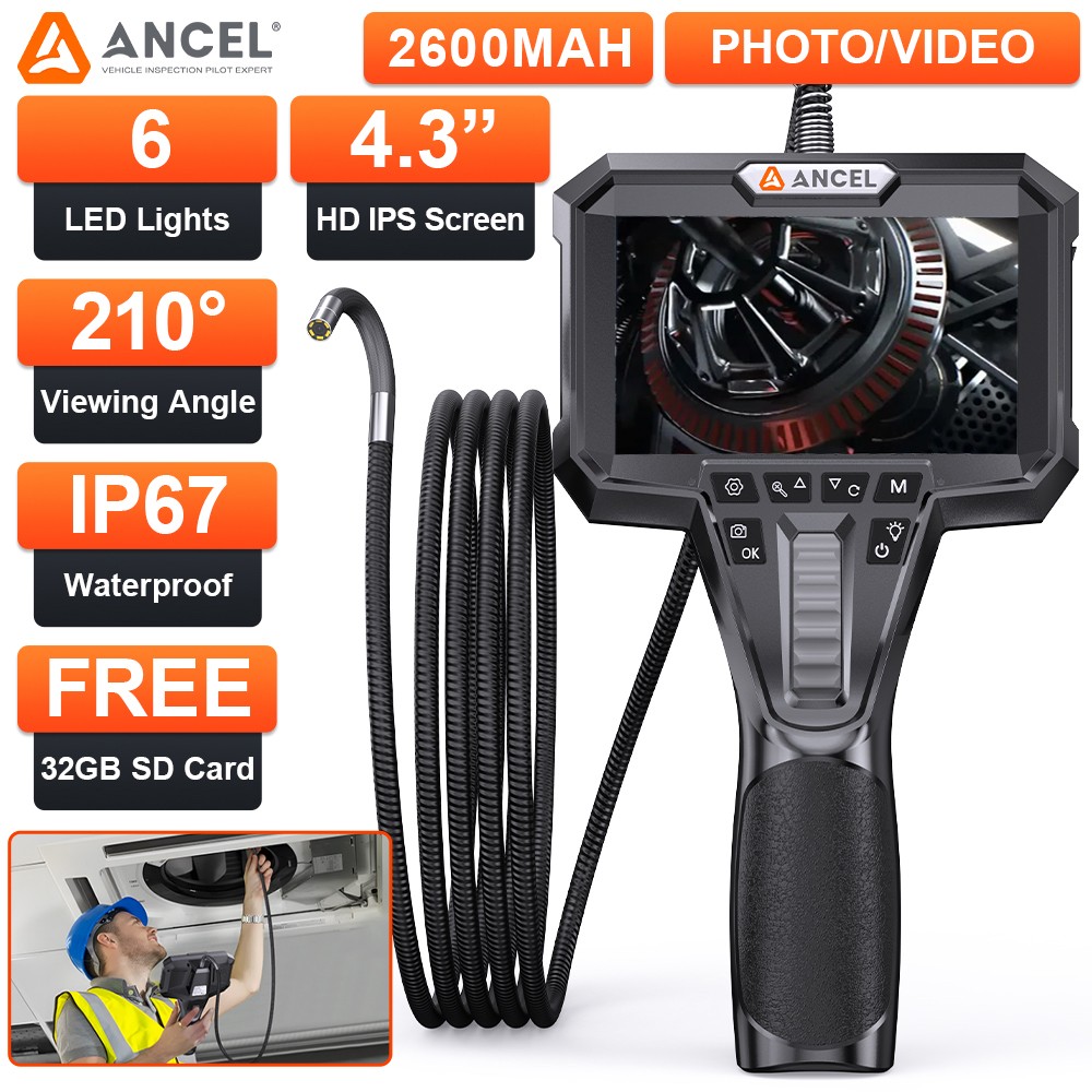 ANCEL AN301 Endoscope Camera Industrial Inspection Articulating Borescope TwoWay