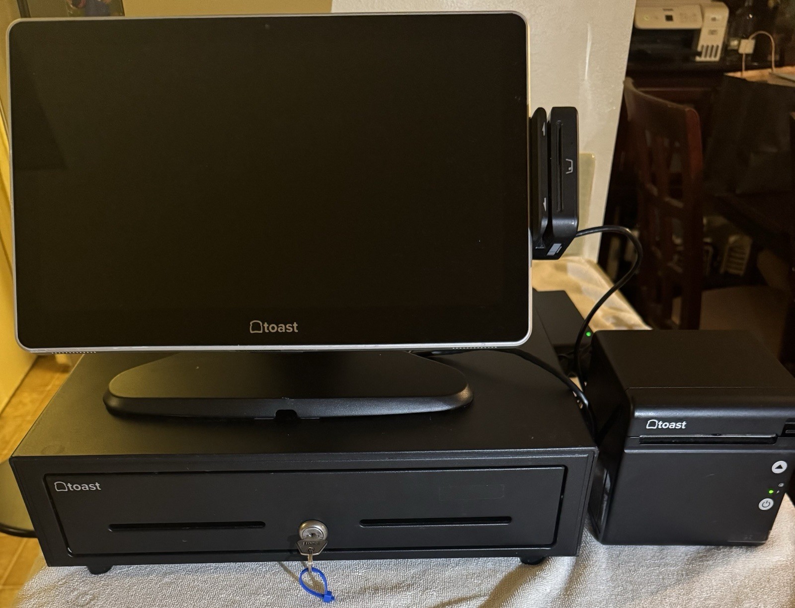 Toast Flex TT200 POS w/ Toast Tap 14”, Card Reader, Drawer, Printer, And Cables!