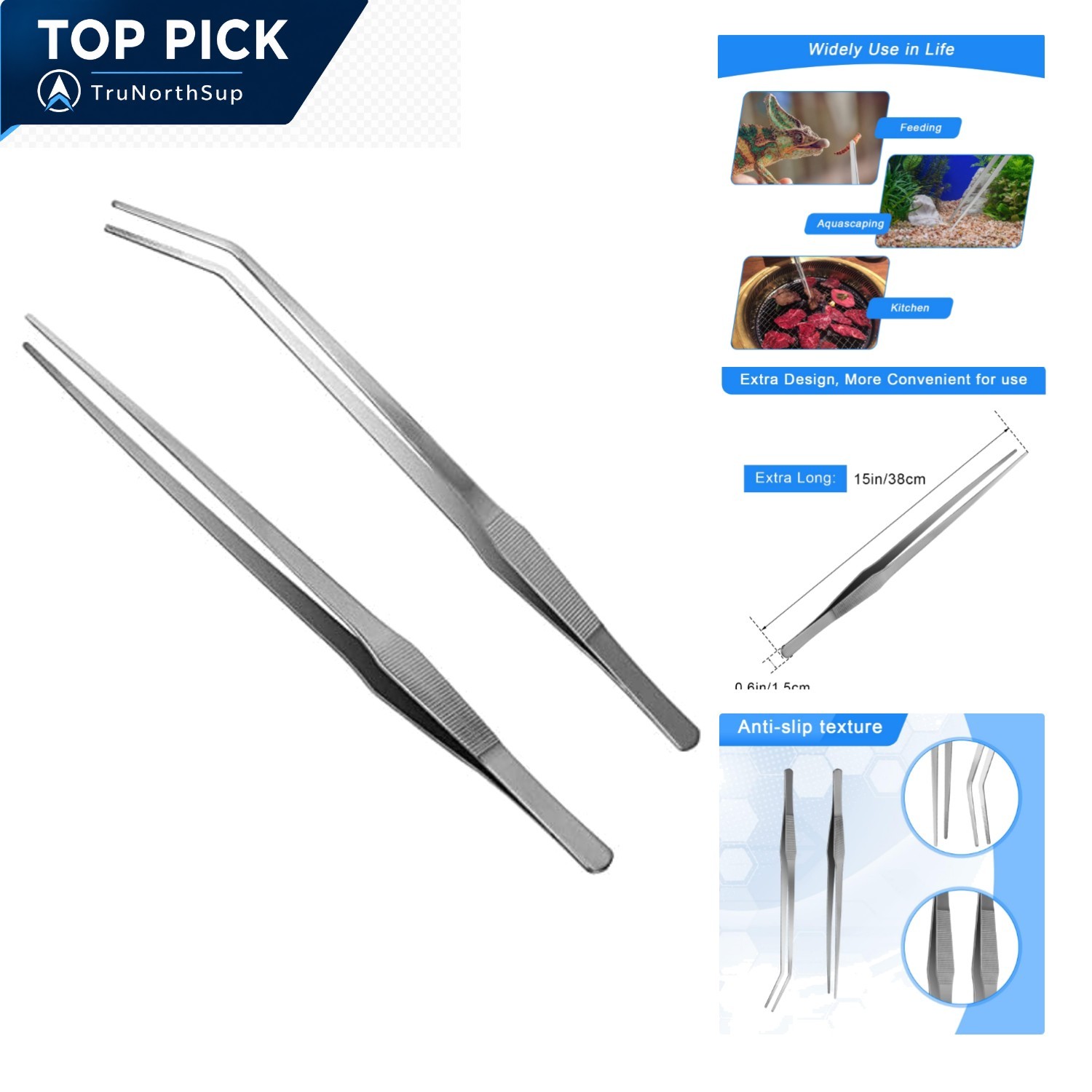 15 inch stainless steel aquarium tweezers extra long fish tank plant aquascap...