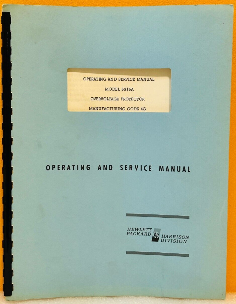 HP Agilent 1966 Model 6919A Overvoltage Protector Man. Code 4G Service Manual.