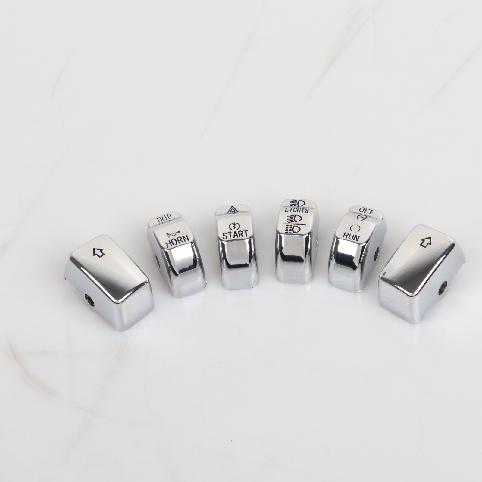 6Pcs Chrome Hand Control Switch Button Caps For Harley Dyna Softail Deluxe FLSTN