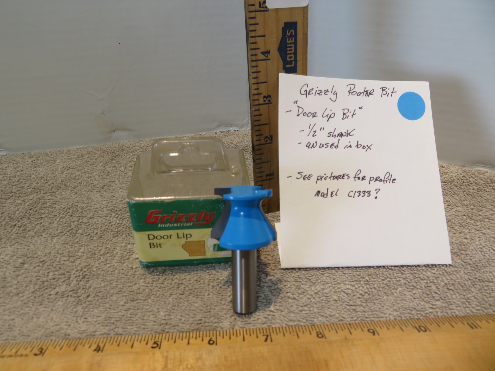 Grizzly C1333 Door Lip Bit, 1/2" Shank, 1-5/16" Cutter Dia. NOS