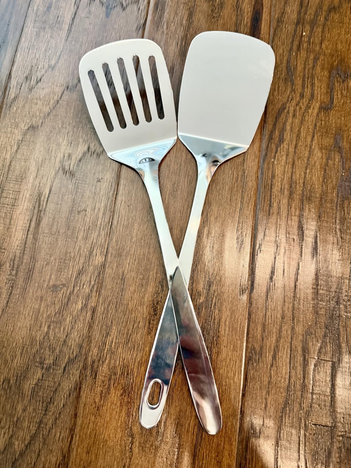 Metal Spatula Set 2PCS Stainless Steel Turner Flipper Heat Resistant Kitchen Coo