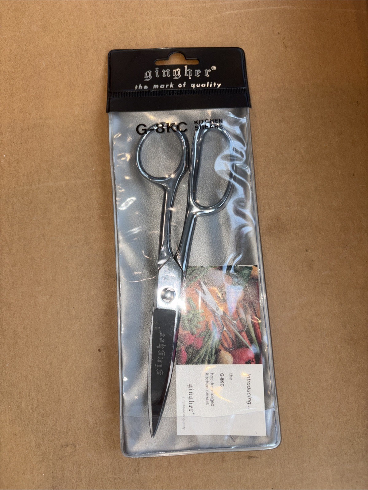 Gingher Case 8"Chrome Take Apart Kitchen Scissors/Shears-Serrated Blade G-8KC