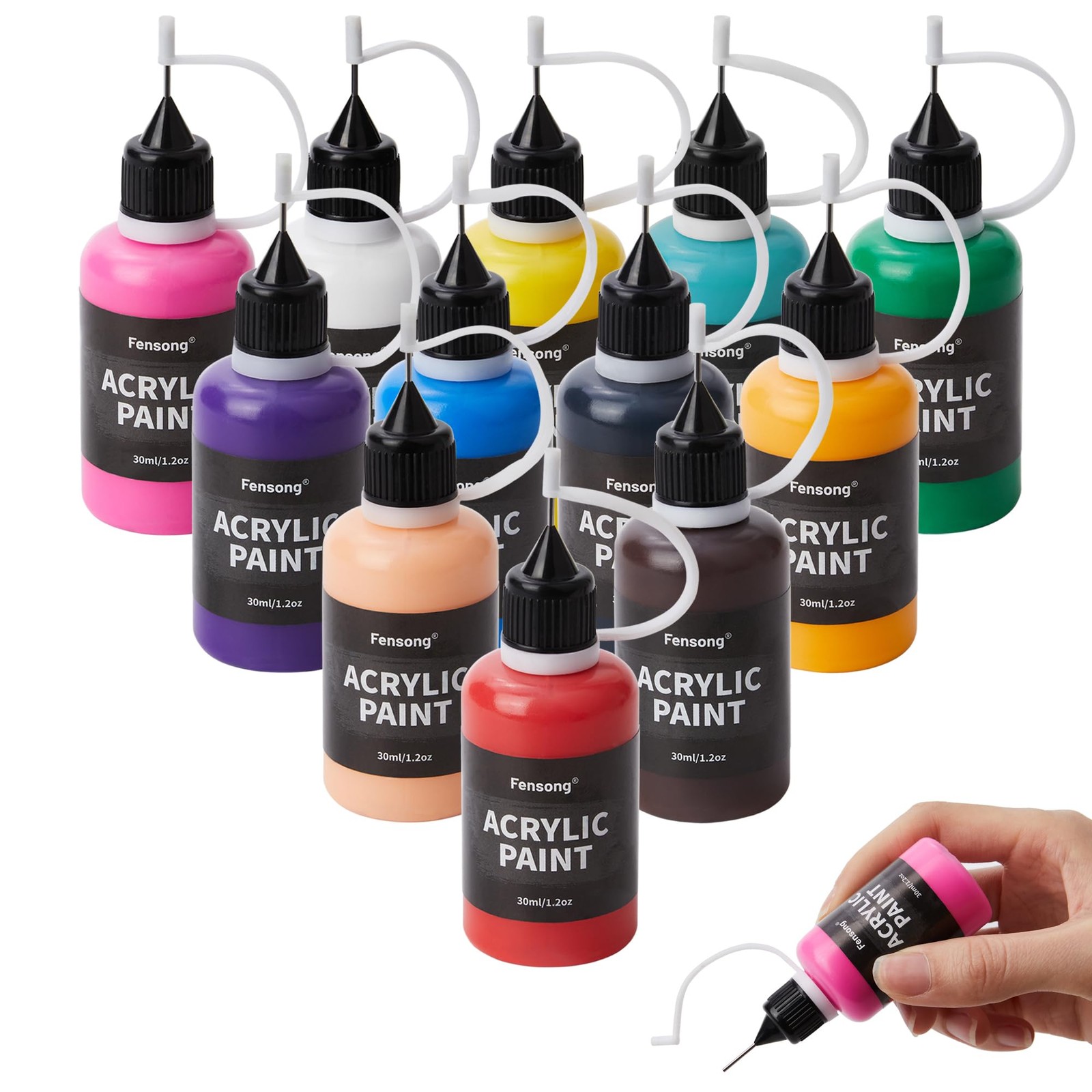 Acrylic Paint Set 12 Colors, 30ml 1.17 Fl Oz (Pack of 12), 12 Colors