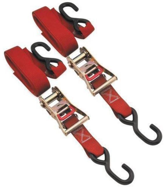 Bikemaster 2" x 84" Red Ratchet Tie-Down Pair 100577