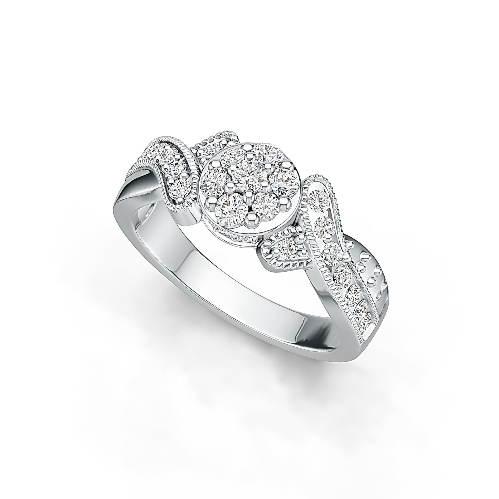 Sterling Silver Cluster Promise Ring with White Topaz or Moissanite