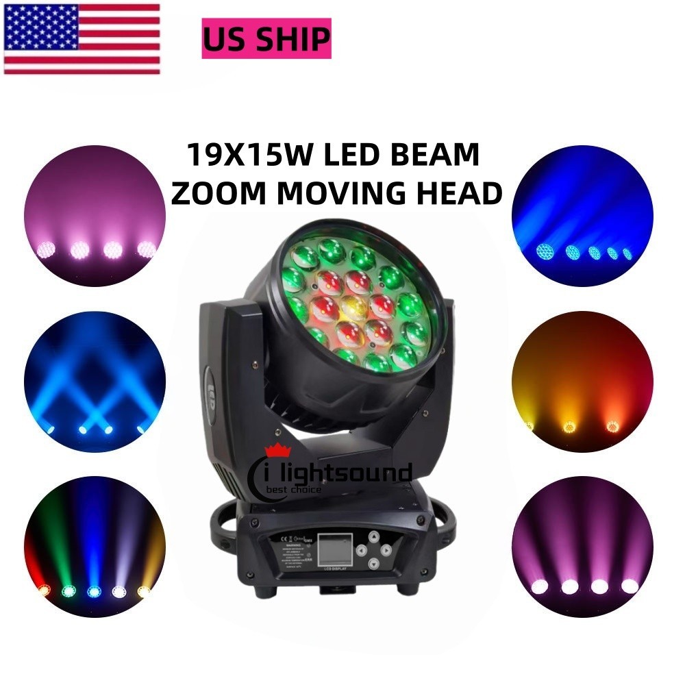 Wholesale 19X15W RGBW LED Moving Head Light Zoom Wash for DJ Club Stage party US