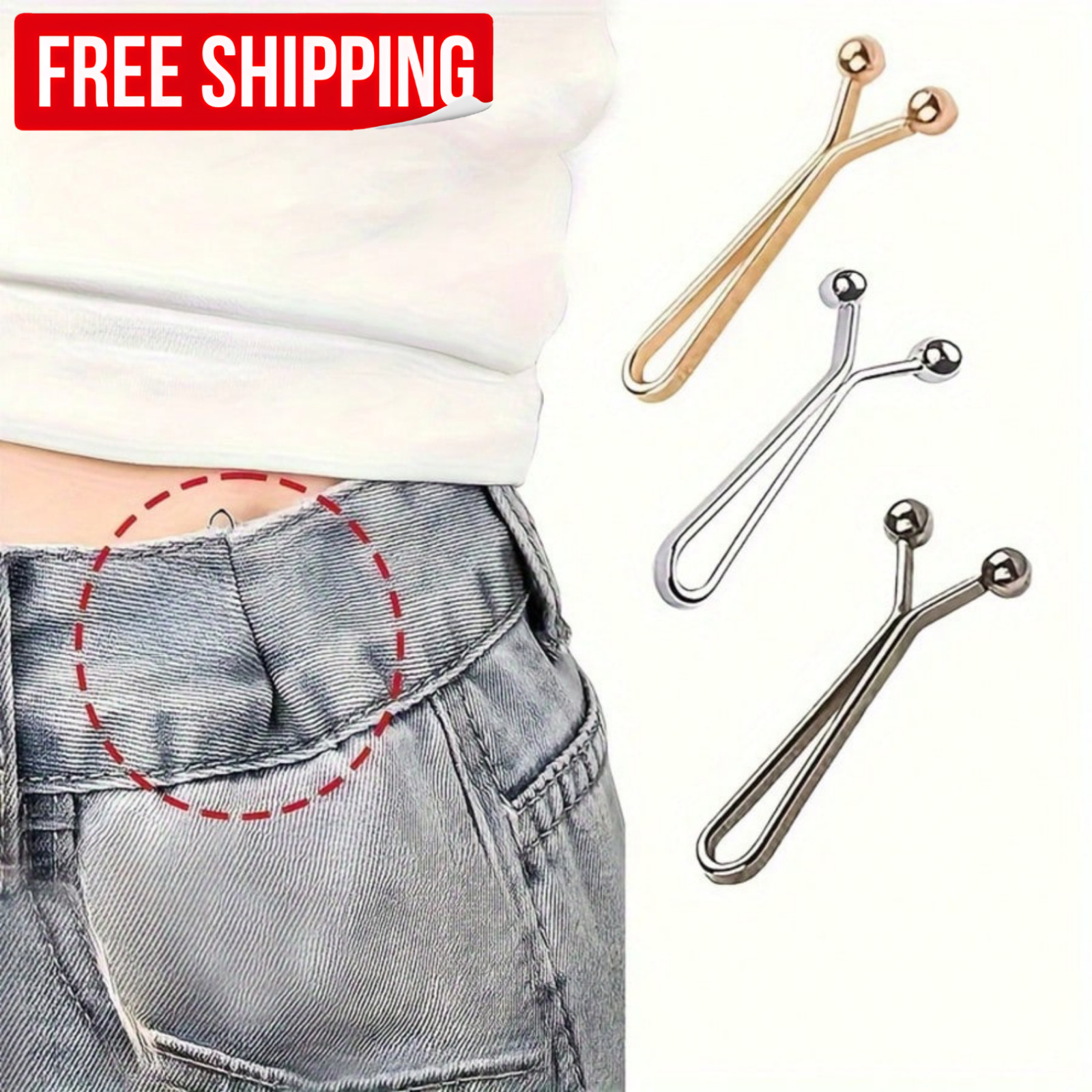 8PCS Adjustable Pants Waistband Tightener Clips No Sew Pants Waist Cinch Buckles