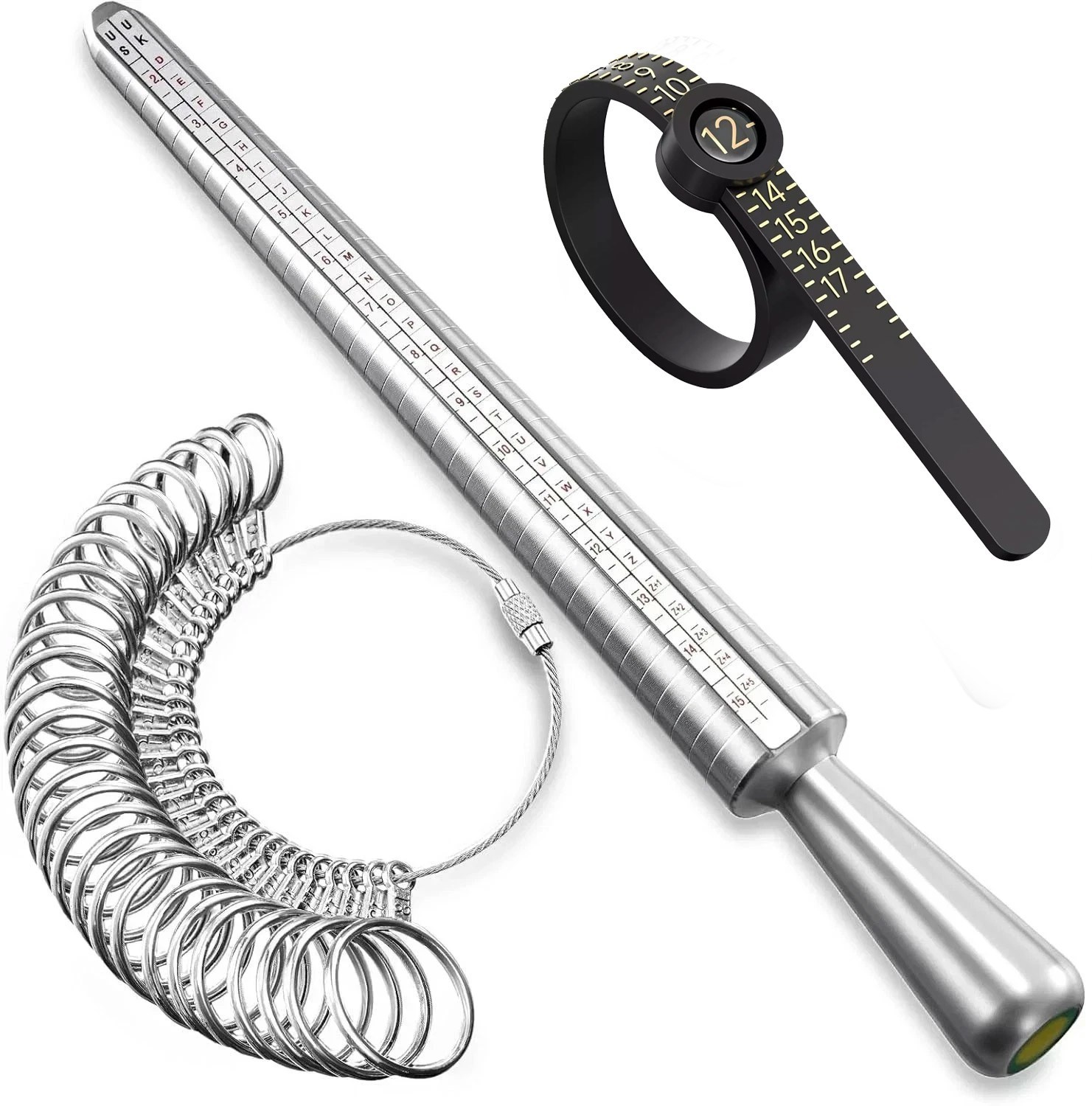 Magnifier Ring Sizer 1-17 Measuring Jewelry Sizing Tool, Reusable Finger Size
