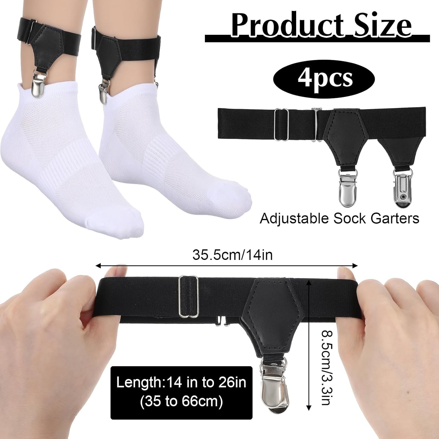 4pcs Sock Suspenders Men, Adjustable Elastic Garters for Men with...