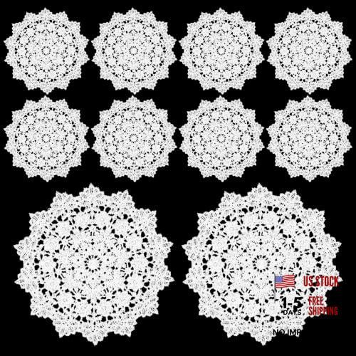10 Pcs Crochet Doilies, 5.9 Inch Round Vintage Doilies, Fabric Table Mats