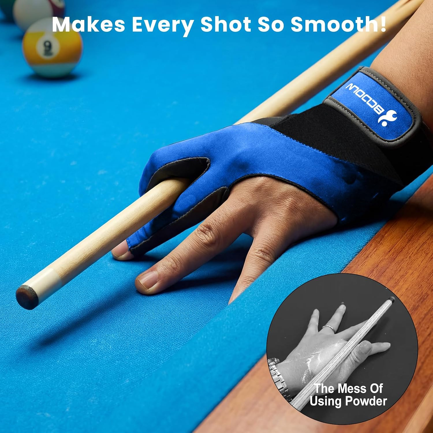 Billiard Pool Gloves for Left Hand 3 Finger, Splicing Process, Snooker Cue