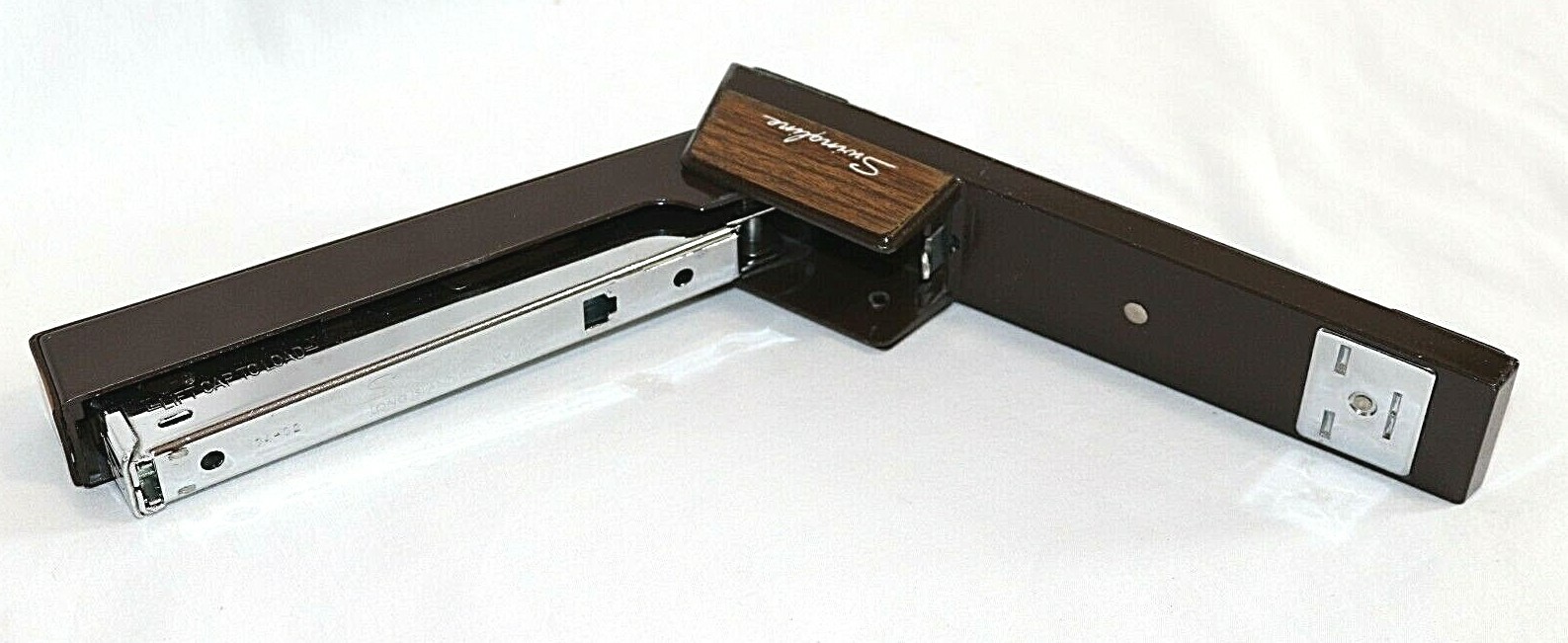 Vintage Heavy Duty 7 1/8" Swingline 767 Brown Enamel Woodgrain Stapler USA